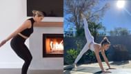 Williams doing Pilates on her online platform. Credit: @pilatesby.britt (IG)